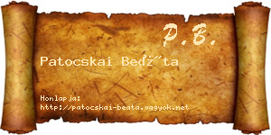 Patocskai Beáta névjegykártya