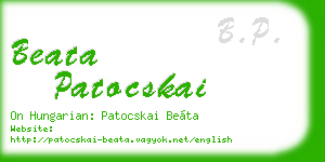 beata patocskai business card